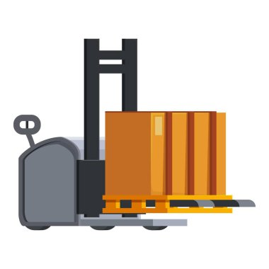 Forklift ahşap palete yüklenmiş ağır karton kutular taşıyor.