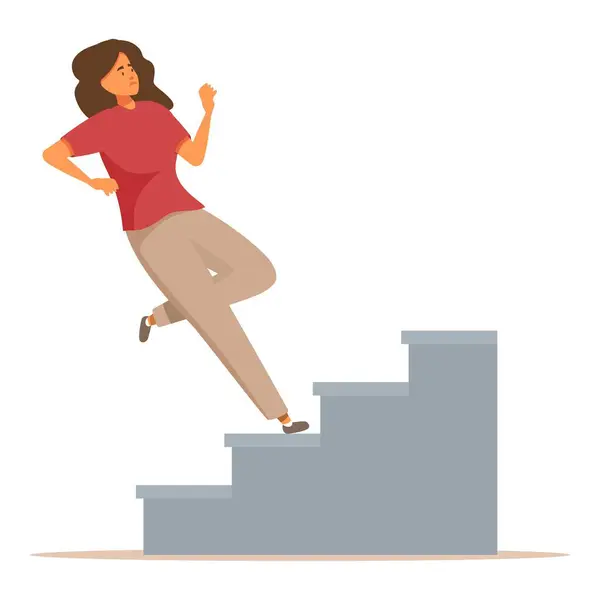 stock vector Young woman is falling down the stairs and is about to have an accident