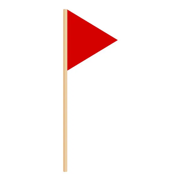 stock vector Red triangular flag waving in the wind on a wooden mast