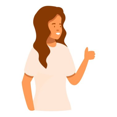 Cheerful young woman is making a thumbs up gesture, indicating approval, agreement, or satisfaction clipart