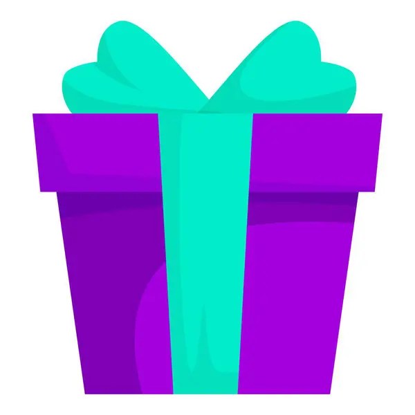 stock vector Purple gift box wrapped with a teal ribbon is ready to be given as a present