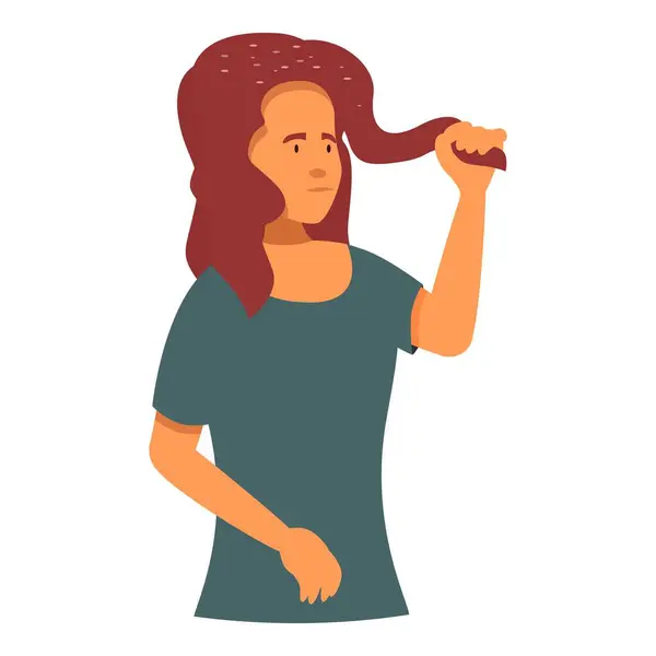 stock vector Young woman is experiencing hair loss and feeling anxious about it