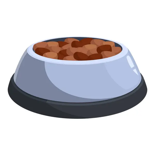 stock vector Full dog bowl with dry food is standing on the floor waiting for a hungry pet