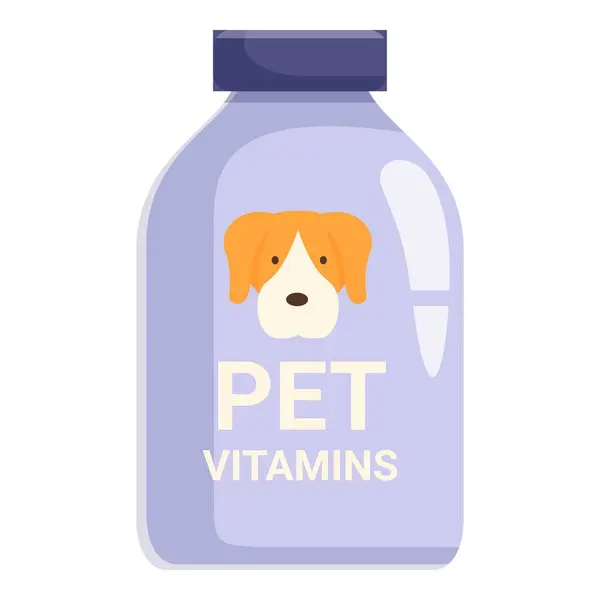 stock vector Plastic bottle containing vitamins for dogs, featuring a cute beagle dog on the label