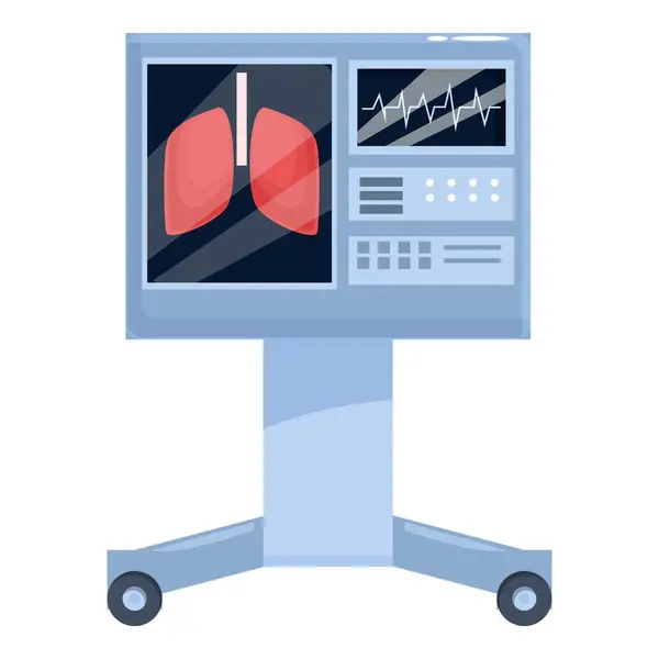 stock vector Medical equipment showing lungs and heartbeat on screen, representing respiratory care and critical care