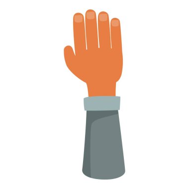 Cartoon illustration of a hand with its fingers extended, making a gesture of raising the hand clipart