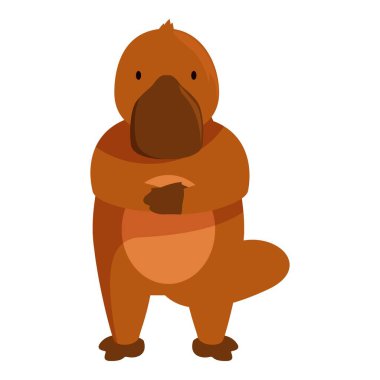 Cartoon platypus standing with crossed arms, a semi aquatic egg laying mammal clipart