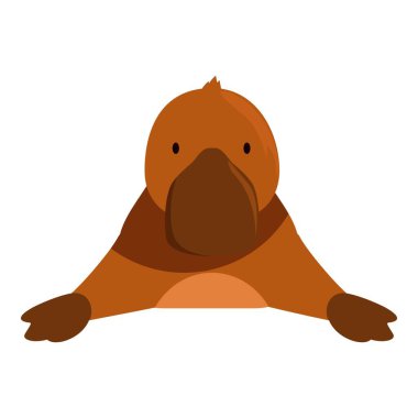 Cartoon platypus with brown fur and a duck like bill is leaning on a ledge clipart