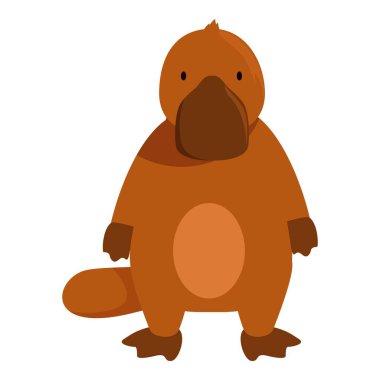 Friendly looking cartoon platypus standing on its hind legs clipart