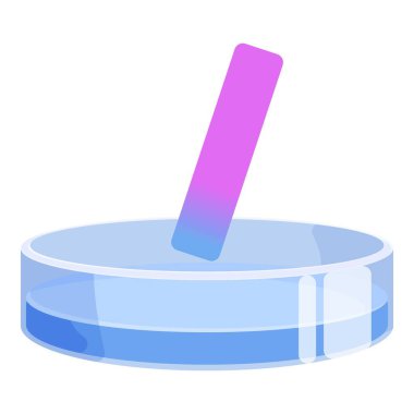 Litmus paper is dipping in blue liquid in a petri dish to test its ph clipart