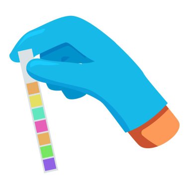 Scientist is holding a litmus paper test strip, preparing to check the ph level of a solution clipart