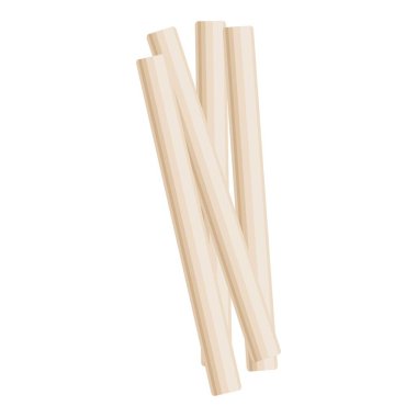 Four white chocolate sticks with ridges lying on a white background clipart