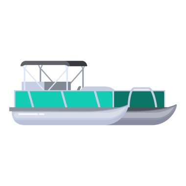 Modern double decker pontoon boat with bimini top isolated on white background clipart