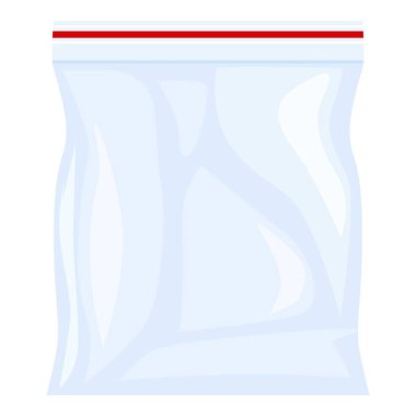 Illustration featuring an empty transparent plastic zipper bag with a red stripe, ideal for showcasing your designs clipart