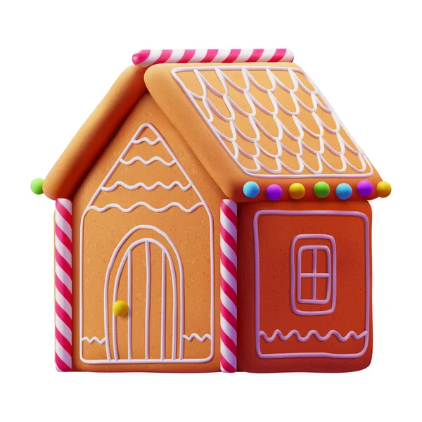 Gingerbread House Christmas Cookies Candy Isolated Vector Illustration — Stock Vector