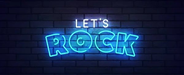 Rock Neon Bord Helder Bord Lichtbanner Een Rockfestival Een Rockster — Stockvector