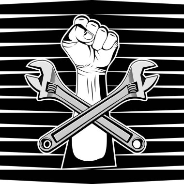 El ve Toll _ Mutlu İşçi Bayramı Vektör Görüntü ve Görüntü