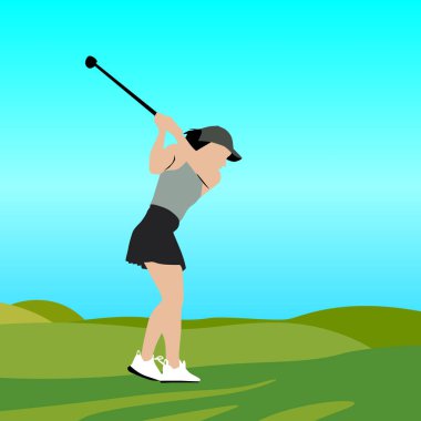 Golf Silueti Kadın Vektör Görüntü ve Görüntü
