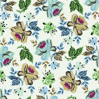 Rose vector. Vintage seamless pattern. Flower motif design for textile. All over texture