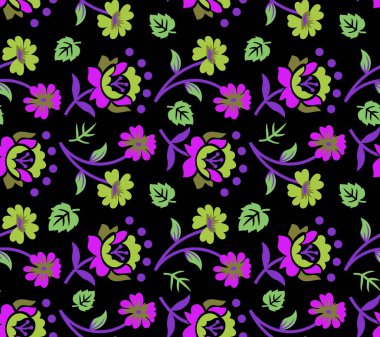 Çiçekli kusursuz desen, vektör illüstrasyonu