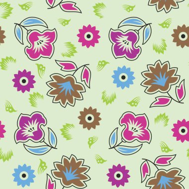 Çiçekli kusursuz desen, vektör illüstrasyonu