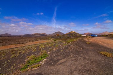 Lanzarote üzüm bağlarının muhteşem manzarası.