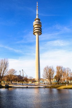 From Ground to Cloud Olympiaparks Sky-High TV Tower in Munich Germany clipart