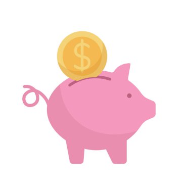 Bozuk Para Tasarruf İllüstrasyonlu Domuz Kumbarası.