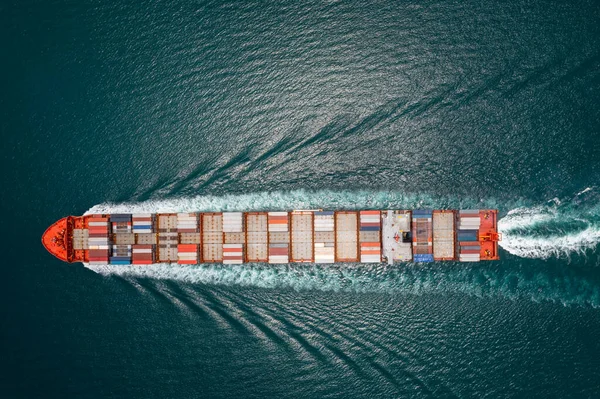 Вантажний Контейнерний Корабель Повна Швидкість Вітрильного Спорту Морському Імпорті Експорті — стокове фото