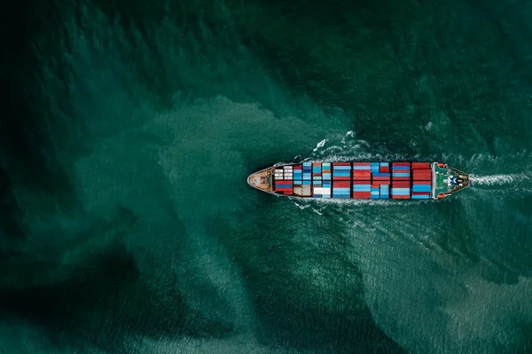Navio Contêineres Que Transporta Logística Carga Para Importar Mercadorias Exportação — Fotografia de Stock