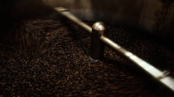Close Low Speed Shutter Blurred Capture Movement Dark Roast Coffee — Stock Photo, Image