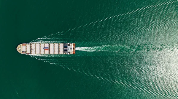 Teherszállító Konténer Hajó Amely Tengeren Árut Exportál Termékeket Oszt Kereskedő — Stock Fotó