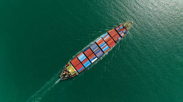 Portacontenedores Carga Que Transportan Mar Para Importar Mercancías Exportación Distribuir — Foto de Stock