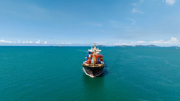 Aerial View Container Cargo Ship Import Export Commerce Business Industry — Fotografia de Stock