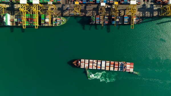 Porto Commerciale Portacontainer Business Logistica Merci Servizio Consegna Esportazione Importazione — Foto Stock