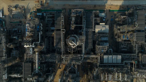 Mega Projektområde Industrianläggning Konstruktion Stora Råoljeraffinaderi Fotografi Antenn — Stockfoto