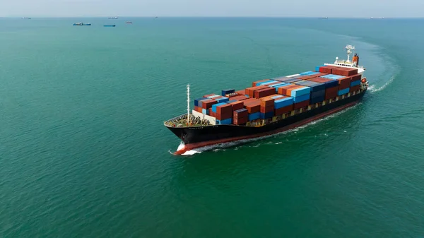 Containerfartyg Som Transporterar Container Segling Full Fart Import Och Export — Stockfoto