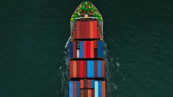 Navio Contêiner Carga Navegando Mar Para Importar Bens Exportação Distribuição — Fotografia de Stock
