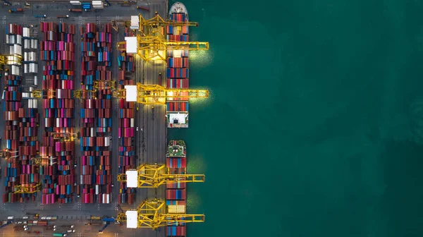 Porto Commerciale Carico Scarico Carico Container Nave Importazione Esportazione Gru — Foto Stock