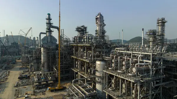 Mega Área Projeto Construção Planta Industrial Grande Refinaria Petróleo Bruto — Fotografia de Stock