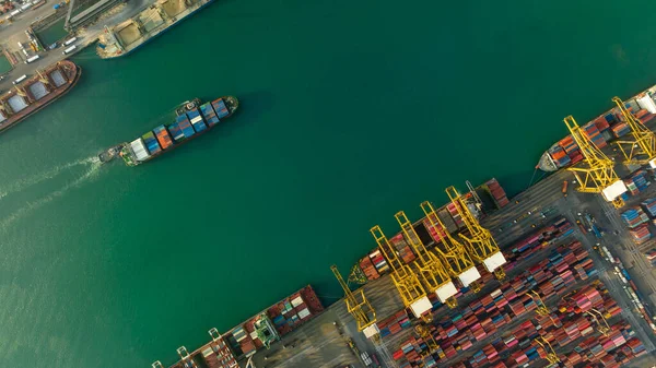 Container Nave Porto Commerciale Carico Scarico Carico Container Nave Importazione — Foto Stock