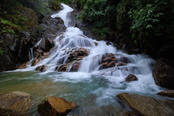 stock image beautiful nature landscape Krating waterfall in the rainy season and refreshing greenery forest in the national park of Khao Khitchakut Chanthaburi province Thailand, for background wallpaper,