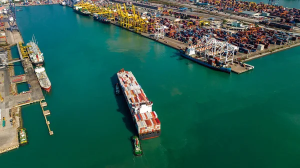 Carga Descarga Carga Buques Portacontenedores Puertos Marítimos Importación Exportación Buques — Foto de Stock