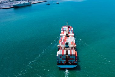 kargo konteynırı hizmet taşımacılığı ithalat uluslararası deniz havadan insansız hava aracı görüntüsü