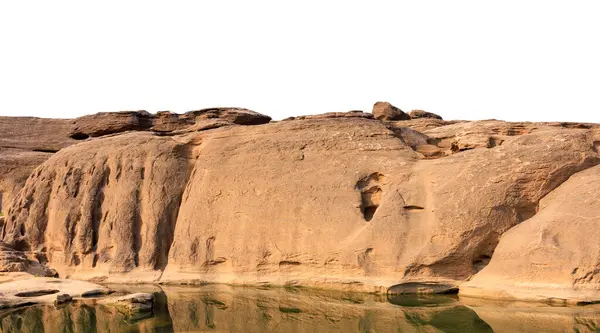 Landschaft Aus Felsen Oder Sandsteinen Und Wasser Vor Weißem Hintergrund lizenzfreie Stockbilder