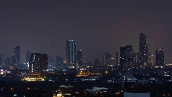 Nacht Stadtbild Schöne Beleuchtung Voller Unterkünfte Hotels Sehenswürdigkeiten Und Geschäftsgebäude lizenzfreie Stockbilder