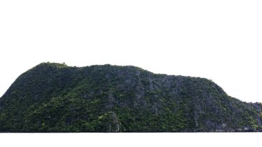 Yağmur mevsiminde yeşil dağ beyaz zemin üzerinde izole.