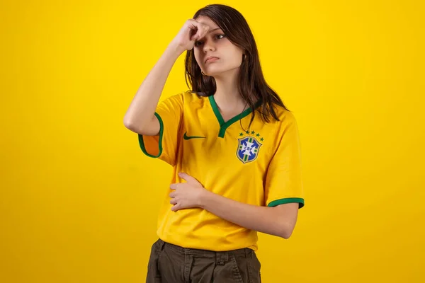 Jalá Vistiendo Camisa Uniforme Oficial Selección Fútbol Brasileña Copa Qatar —  Fotos de Stock