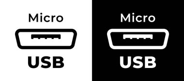 Vektör simgesi Micro USB. Cep telefonu için kablo bağlantısı Micro USB.