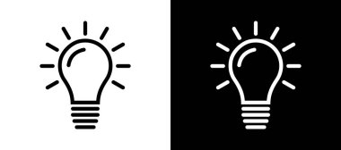Siyah ve beyaz zıt yöndeki ampul tasarımı basitlik ve yaratıcılık